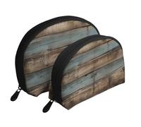 Lot de 2 trousses de maquillage de voyage rustiques en bois de vieille grange pour femmes et filles, blanc, Taille unique, Trousse de maquillage