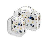 Lot de 2 trousses de maquillage de voyage transparentes - Camion - Voiture mignonne pour femmes hommes filles - Bleu - Trousse de toilette pour voyage - Essentiels de voyage - Grande taille,