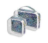 Lot de 2 trousses de maquillage de voyage transparentes - Léopard dégradé - Pour femmes hommes filles - Peau d'animal - Trousse de toilette de voyage - Nécessité de voyage - Plusieurs, Multiples,