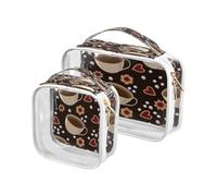 Lot de 2 trousses de maquillage de voyage transparentes Trousse de toilette cosmétique Sucre Café Cookies pour femmes Hommes Filles Café Trousse de toilette pour voyage Nécessité Multiple Trousse de
