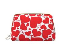 Lot de 2 trousses de maquillage en cuir avec inscription « Merry Christmas Happy » pour femme, pochette de maquillage pour sac à main, Cœur d'amour, One Size