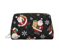 Lot de 2 trousses de maquillage en cuir avec inscription « Merry Christmas Happy » pour femme, pochette de maquillage pour sac à main, Joyeux Noël et joyeux, One Size