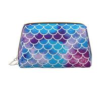 Lot de 2 trousses de maquillage en cuir avec inscription « Merry Christmas Happy » pour femme, pochette de maquillage pour sac à main, Écailles de poisson sirène, One Size