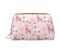 Lot de 2 trousses de maquillage en cuir avec inscription « Merry Christmas Happy » pour femme, pochette de maquillage pour sac à main, Lama., One Size