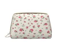 Lot de 2 trousses de maquillage en cuir avec inscription « Merry Christmas Happy » pour femme, pochette de maquillage pour sac à main, Jolie cerise rouge, One Size