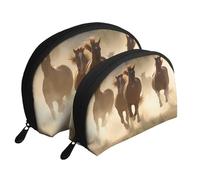 Lot de 2 trousses de maquillage en forme d'ananas doré pour femmes et filles, Chevaux de course au galop, Taille unique, Trousse de maquillage