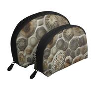 Lot de 2 trousses de maquillage en forme de coquillage à pois - Organiseur de voyage élégant pour beauté et cadeaux pour femmes et filles, Petoskey Stone, Taille unique, Trousse de maquillage