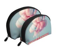 Lot de 2 trousses de maquillage en forme de coquillage avec imprimé pingouins mignons - Organiseur de voyage élégant pour beauté et cadeaux pour femmes et filles, cotton candy, Taille unique, Trousse