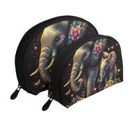 Lot de 2 trousses de maquillage en forme d'éléphant à 5 dimensions avec strass, blanc, Taille unique
