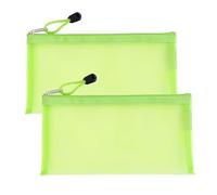 Lot de 2 trousses de maquillage en maille de nylon vert avec fermeture éclair pour articles de toilette essentiels (22,1 x 11,4 cm), vert, 22x11cm