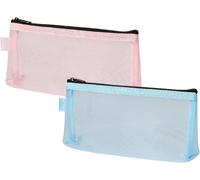 Lot De 2 Trousses De Maquillage En Maille Transparente Pour Pinceaux De Maquillage, Trousse À Crayons, Trousse À Cosmétiques, Trousse De Voyage, Sac De Bureau, Fournitures Scolaires