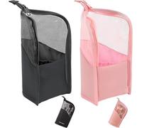 Lot De 2 Trousses De Maquillage Étanches - Porte-Pinceaux De Maquillage - Organiseur Multiple Pour Pinceaux De Maquillage Et Crayons Cosmétiques - Avec Fermeture Éclair Et Poignée De Transport - Noir
