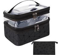 Lot De 2 Trousses De Maquillage, Grande + Petite Pochette À Fermeture Éclair Pour Femmes Et Filles (Noir)