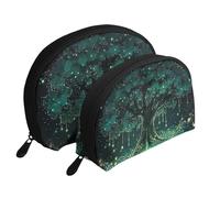 Lot de 2 trousses de maquillage lumineuses avec motif d'arbre mystérieux, blanc, Taille unique