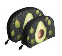 Lot de 2 trousses de maquillage noires et blanches à gros pois pour femmes et filles, avocado, Taille unique, Trousse de maquillage