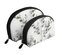 Lot de 2 trousses de maquillage noires et blanches avec imprimé à rayures - Trousse de toilette pour le rangement quotidien et l'organisation de voyage, Brindille naturelle blanche, One Size, Trousse