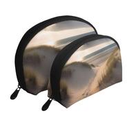 Lot de 2 trousses de maquillage noires et bleues avec motif libellule pour femmes et filles, Dunes de plage, Taille unique, Trousse de maquillage