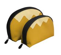 Lot de 2 trousses de maquillage portables avec fermeture éclair Motif vaches noires et blanches, Jaune moutarde et noir, Taille unique