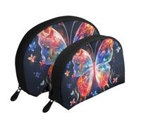 Lot de 2 trousses de maquillage portables avec fermeture éclair Motif vaches noires et blanches, Musica Papillon, Taille unique