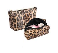 Lot de 2 Trousses de Maquillage Portables en Cuir synthétique avec Housse résistante à l'eau et résistante (léopard), léopard, m, Fashion