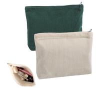 Lot de 2 trousses de maquillage pour femme, beige/vert foncé, petite trousse de maquillage multifonctionnelle 25 x 18 x 5 cm, grande capacité pour voyage, beige, Simplicity
