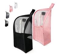 Lot de 2 trousses de toilette à suspendre, pliables et transparentes, grande capacité, en EVA imperméable pour maquillage et bain, parfaites pour les voyages, la salle de sport, la maison, Noir et