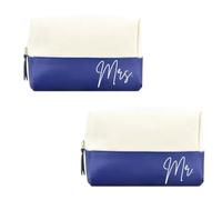 Lot de 2 trousses de toilette de voyage en corde et toile pour homme et femme, bleu marine, Classique