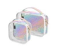 Lot de 2 trousses de toilette de voyage transparentes avec imprimé léopard guépard arc-en-ciel pour femmes, hommes et filles, peau d'animal pour les essentiels de voyage, multicolore, Trousse de