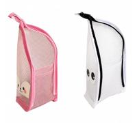 Lot de 2 trousses de toilette sur pied, en maille étanche, autonome, Noir | Organiseur portable avec poche intérieure et large ouverture pour brosse à dents, dentifrice, cosmétiques et essentiels de