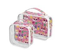 Lot de 2 trousses de toilette transparentes à suspendre approuvées par la TSA - Étanches - Conforme aux normes des compagnies aériennes - Motif chiens mignons, adorables chiens mignons valentine