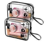 Lot de 2 trousses de toilette transparentes, approuvées par la TSA, sac à liquide d'aéroport, accessoires de voyage imperméables pratiques, trousse de maquillage de voyage unisexe, trousse de toilette