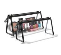 Lot de 2 trousses de toilette transparentes certifiées TSA - Respecte les directives européennes en avion pour bagage à main - En PVC imperméable - Noir