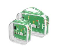 Lot de 2 trousses de toilette transparentes pour maquillage et maquillage pour jeunes gens jouant au golf pour femmes, hommes, filles, sport, golf, cosmétiques, multicolore, Trousse de toilette
