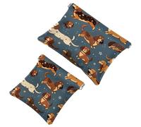 Lot de 2 trousses en éclats d'obus mignons Little Dog-207 : trousse de maquillage élégante pour une élégance quotidienne, multicolore, A:7.1x5.8in/18x14.8cm,B:4.7x4.5in/12x11.5cm