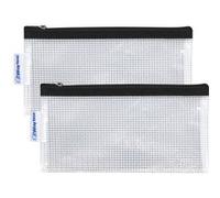 Lot de 2 Trousses transparente Waytex rectangulaires plates sans PVC 22 x 11 cm fermeture éclair zip Noir Noir G