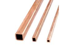Lot de 2 tubes carrés en cuivre violet de 7 mm de long et 7 mm de large et 1 mm d'épaisseur de paroi de 1 mm, longueur totale de 500 mm