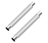 Lot de 2 tubes coudés pour poêle à bois - 50 x 6 cm - En acier inoxydable - Convient pour poêles à bois, cheminées et tentes - Avec œillets pour soulever le poêle au camping - Argenté