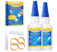 Lot de 2 tubes de colle instantanée extra forte - Extra forte - Étanche - Transparente - Avec pointe anti-séchage - Pour verre, plastique, pierre, bois, bien plus encore et métal (35 g x 2)