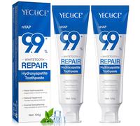 Lot de 2 tubes de dentifrice hydroxyapatite 120 g, réparateur de sensibilité, anti-cavité, goût de menthe naturel pour renforcer l'émail, maintenir la santé bucco-dentaire