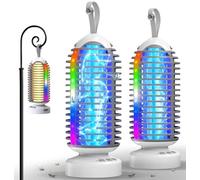 Lot de 2 tue-insectes avec lumière de chapiteau, pour intérieur et extérieur, 4000 mAh, Smart Auto On/Off, rechargeable, tueur d'insectes étanche pour la maison, la cuisine, la terrasse, le camping