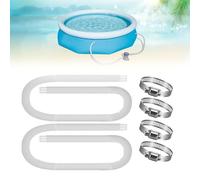 Lot de 2 tuyaux de piscine de rechange 32 mm avec 4 raccords en métal, tuyau de filtre de piscine hors-sol, compatible avec les pompes de piscine modèles 330 Gph, 530 Gph et 1000 Gph