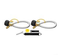 Lot de 2 tuyaux de propane de 45,7 cm en acier inoxydable tressé avec jauge phosphorescente pour camping-car, camping, barbecue et raccords NPT mâles de 6,35 mm