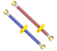 Lot de 2 tuyaux de raccordement flexibles en acier inoxydable pour installation de chauffe-eau, joint soudé, isolation en PVC double couche, tailles assorties de 20 cm à 100 cm (80 cm)