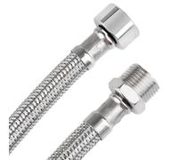 Lot de 2 tuyaux flexibles 1/2", tuyau blindé 1/2, raccord et filetage extérieur, tuyau de raccordement avec tressage en acier inoxydable, tuyau de raccordement pour robinet, vanne d'angle, chasse