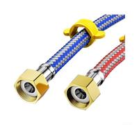 Lot de 2 tuyaux flexibles en acier inoxydable pour chauffe-eau de cuisine, salle de bain, raccords de plomberie étanches (80 cm)