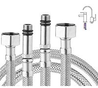 Lot de 2 tuyaux flexibles tressés en acier inoxydable pour cuisine/lavabo monobloc - Raccord G3/8 x M10 - 600 mm de long