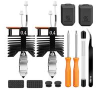 Lot de 2 U1 Hotend Céramique 0.4mm pour Snapmaker U1, 24V 48W Température & Chauffe Rapide, avec Buse Acier Trempé, Aiguille de Nettoyage, Capuchon Silicone et Brosse de Nettoyage et Kit D'outils
