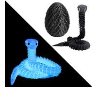 Lot de 2 œufs de serpent imprimés en 3D - Jouet serpent flexible et mobile - Serpent avec œuf - Jouet serpent imprimé 3D lumineux - Jouet serpent imprimé en 3D - Jouet pour enfants (noir + couleurs
