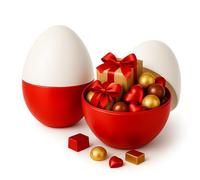 Lot de 2 œufs surprise géants 20 cm - Rouge/Blanc - Boîte cadeau créative à remplir avec des jouets, du chocolat et des cadeaux personnalisés - Idée cadeau pour anniversaire, rentrée des classes, Noël