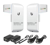 Lot de 2 unités Ubiquiti NanoStation LOCOM2 P2P-2 pré-configurées 100 % configurées comme pont réseau sans fil pour les communications sans fil longue distance, Plug-and-Play. Aucune configuration